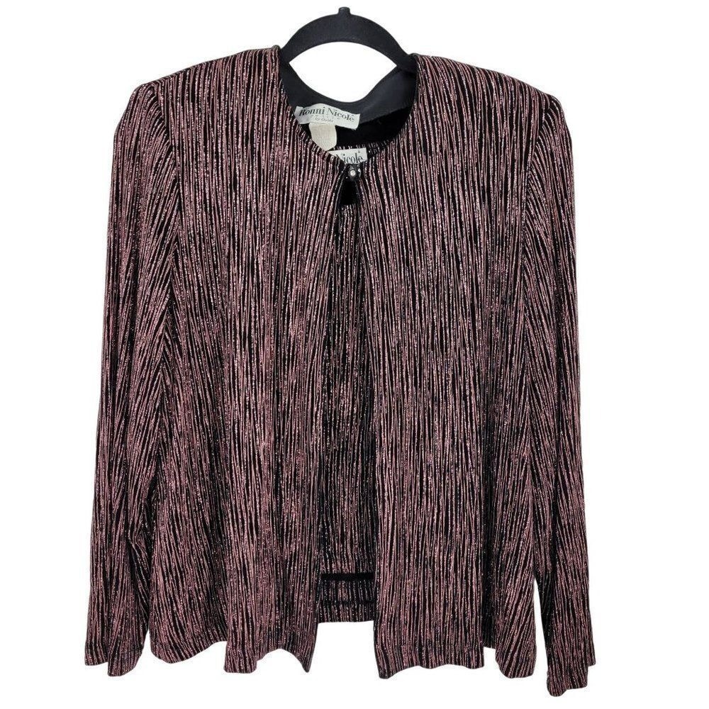 Vtg 80s Whimsigoth Fairy‎ Formal Pink Glitter Cardigan Top Set Sz PL Metallic
